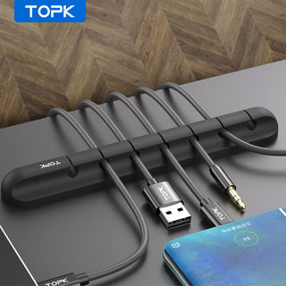 TOPK L16 Kabel-Organizer aus Silikon, USB-Kabelaufwicklung für den Schreibtisch, ordentliche Management-Clips, Kabelhalter für Maus, Kopfhörer, Kabel-Organizer