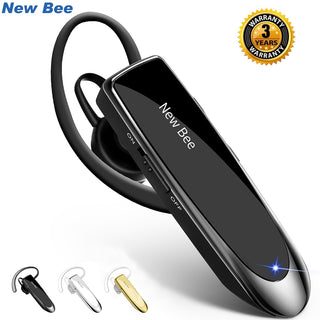 New Bee Bluetooth V5.0 Headset, kabellose Kopfhörer, Freisprech-Ohrhörer, 22 Stunden Musik-Ohrhörer mit CVC6.0-Mikrofon für Geschäft/Fahren